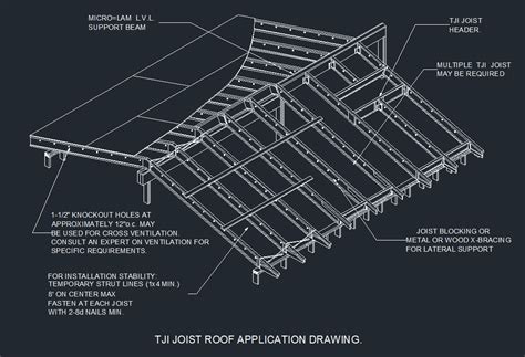 Wood TJI Roof Joist Installation Graphic - Files, Plans and Details