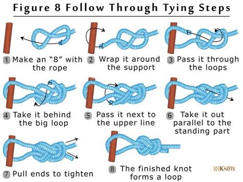 Figure 8 Follow Through Knot Step By Step | 101 Knots | Rope knots ...