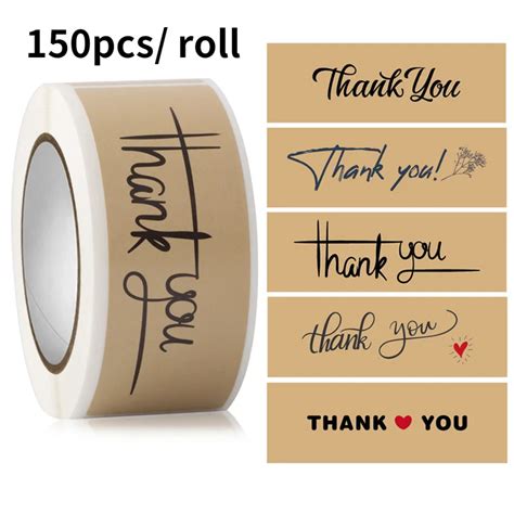 150 pcs Kraft Paper Thank You Stickers