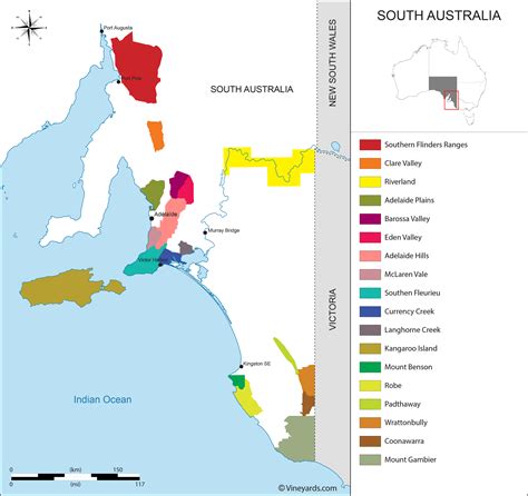 Map of Wines and Vineyards of South Australia Wine Region | Wine map ...