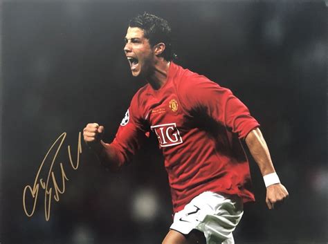 Cristiano Ronaldo gold autograph Man Utd photo 12x16"