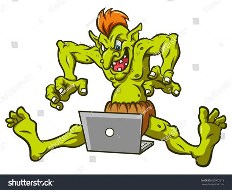 Cartoon Crazy Internet Troll Laptop Stock Vector (Royalty Free ...