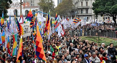 Street parade in Buenos Aires on the Day of respect for cultural diversity