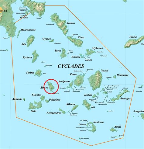 Carte de Cyclades et l'emplacement de Sifnos | Iles cyclades, Grèce ...