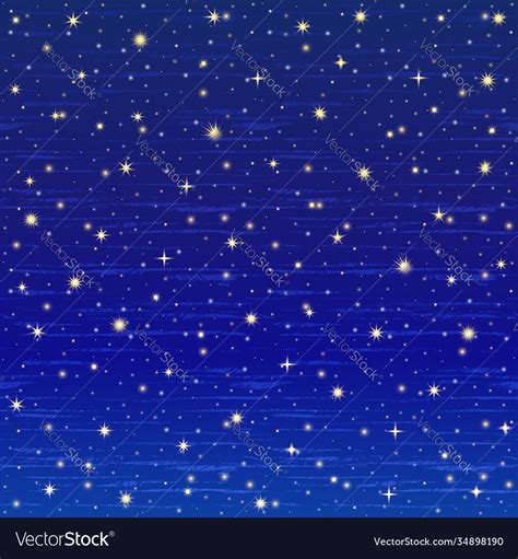 Night dark blue background gold stars Royalty Free Vector