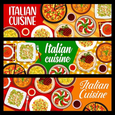 Premium Vector | Italian cuisine restaurant dishes vector banners