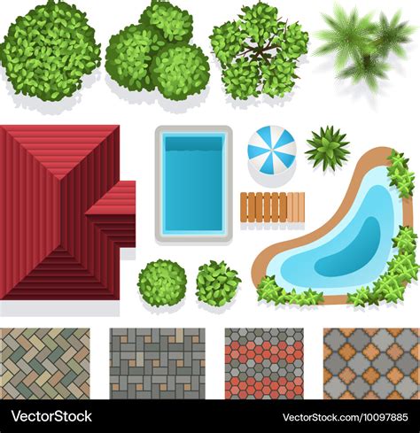 Landscape garden design elements top view Vector Image