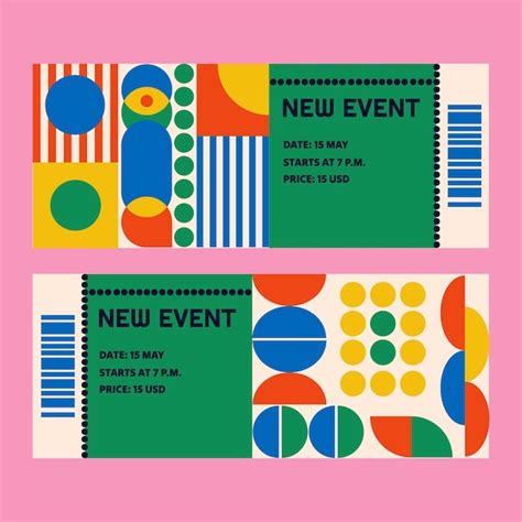 Premium Vector | Geometric abstract shapes tickets set