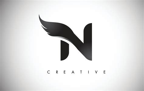 N Letter Wings Logo Design with Black Bird Fly Wing Icon. 5036928 Vector Art at Vecteezy