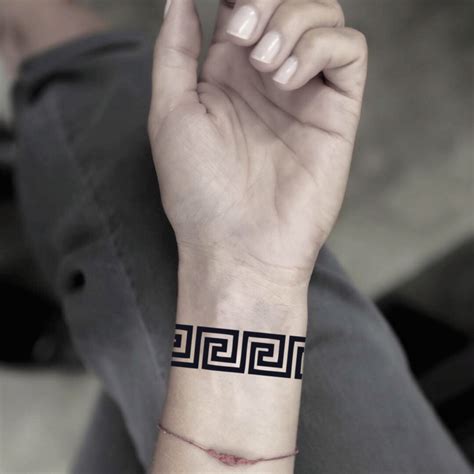 Greek Key Temporary Tattoo Sticker - OhMyTat