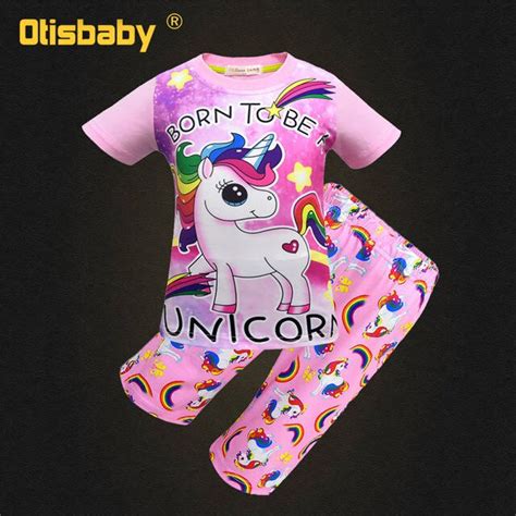 Aliexpress.com : Buy Girls Unicorn Pajamas Sets 100% Cotton Nightwear ...