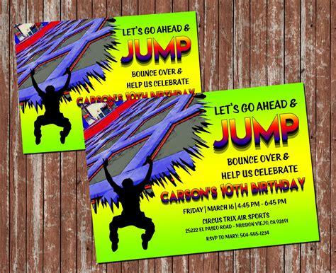 Trampoline Invitation, Trampoline Park Invitation, Trampoline Party Invitation, Jumping ...