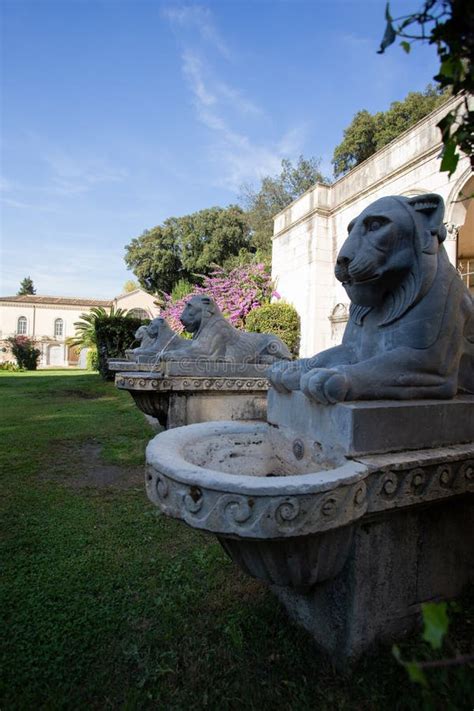 Lion Fountains in Villa Borghese in Rome Stock Image - Image of lion, sculpture: 170680677