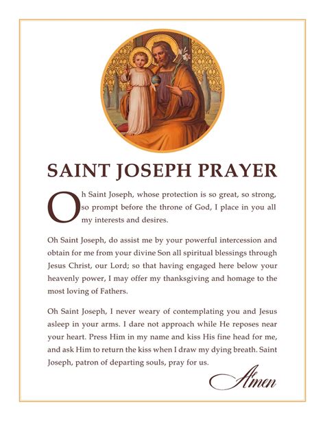 Saint Joseph Prayer Poster Downloadable and Printable Catholic Saint ...