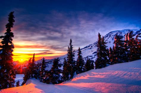 Snowy Mountain Sunset Wallpapers - 4k, HD Snowy Mountain Sunset Backgrounds on WallpaperBat