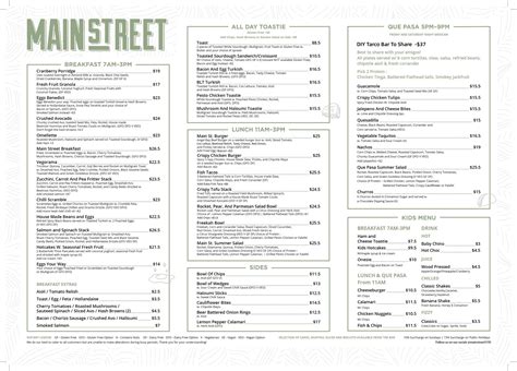 Menu — Main Street Cafe