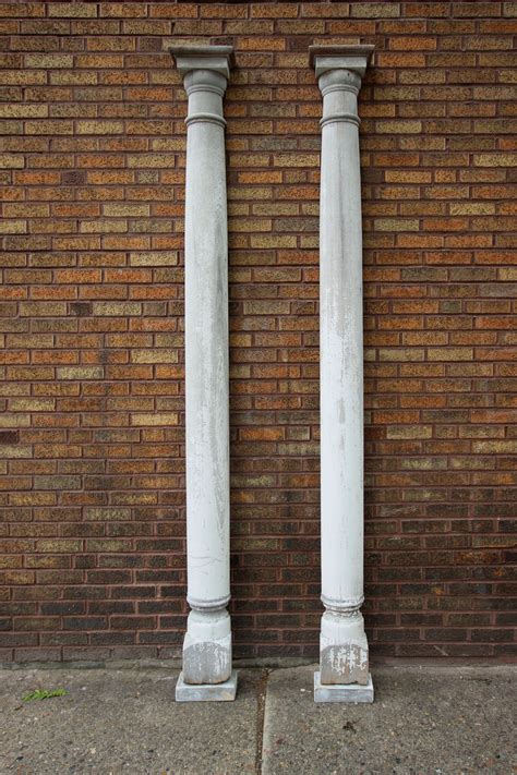 Tall Pair of Architectural Pilasters, Original Weathered PaintAmerican, Late 19th Century