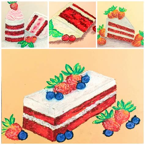 Easy Red Velvet Cake with Oil Pastel: Learn to draw and paint 21 Easy Red Velvet Cakes and ...