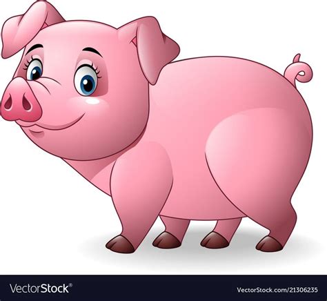 vector illustration of Cartoon pig isolated on white background. Download a Free Preview or High ...