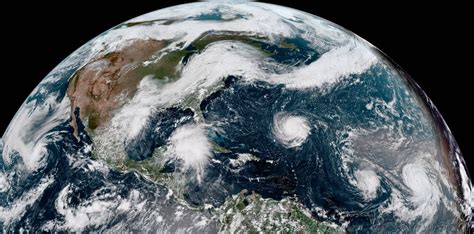 Satellite images show hurricanes lined up in Atlantic Ocean