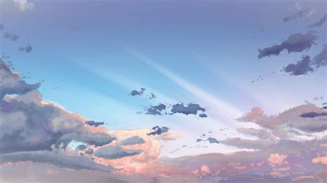 Download wallpaper 1366x768 sky, clouds, original, anime, tablet, laptop, 1366x768 hd background ...