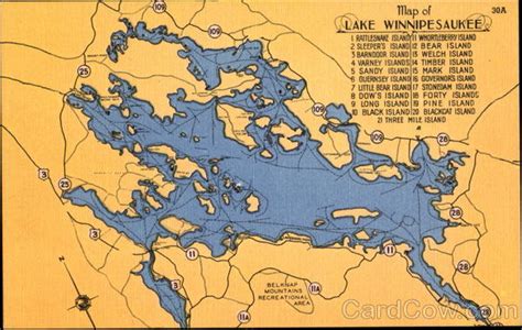 Map Of Lake Winnipesaukee New Hampshire