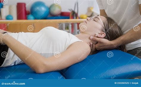 Neck Stretching and Neck Massage Stock Image - Image of assistance ...