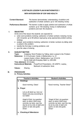 A detailed lesson plan in mathematics 1 | PDF