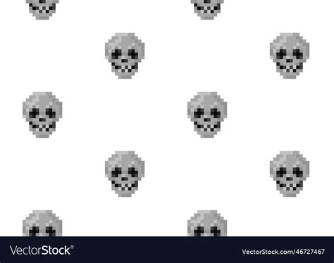 Pixel art skull seamless pattern 8-bit retro Vector Image