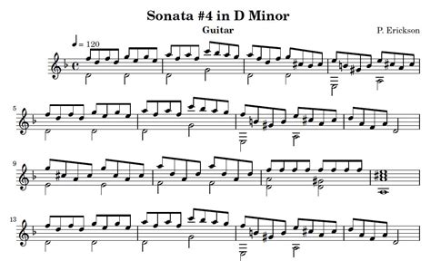 Sonata No. 4 in D Minor Classical Guitar Sheet Music - NoteRunner