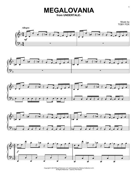 Toby Fox 'Megalovania' Sheet Music and Printable PDF Music Notes | Sheet music, Piano sheet ...