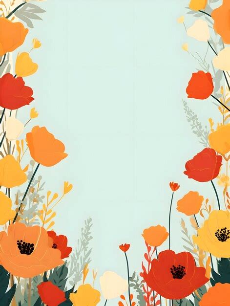 Premium Vector | Simple flat spring flowers border invitation template ...