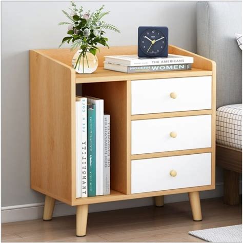 Durable 3 Drawers Wooden Elegant Bedside Table Nightstand Side with ...