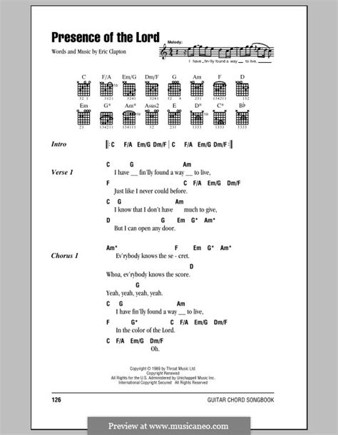 Presence of the Lord by E. Clapton - sheet music on MusicaNeo