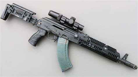 gun, AK-74, rifles, scopes, assault rifle, Russian/Soviet firearms, simple background, closeup ...