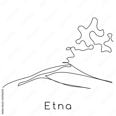 the word etna written in black and white with an image of a mountain ...