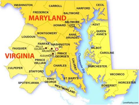 Maryland dc virginia map - Map of dc maryland and virginia (District of Columbia - USA)