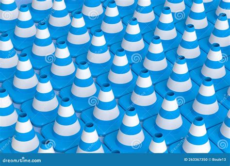 Group of Traffic Cones for Under Construction Road Work in Row on White. Stock Illustration ...