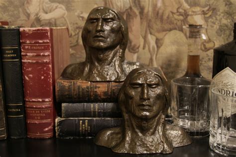 American Indian Bust, Pair Antique 1910 Bronze Bookends