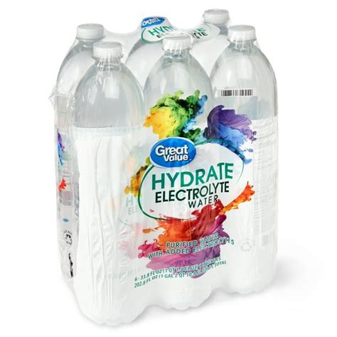 Great Value Hydrate Electrolyte Water, 1L, 6 Count - Walmart.com ...