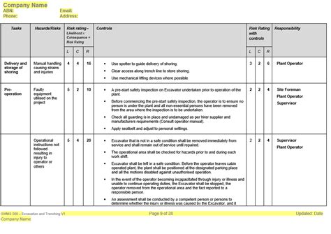 SWMS Excavation and Trenching | Safe Work Method Statements