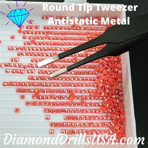 DiamondDrillsUSA - Round Tip Diamond Painting Tweezers Anti-static Metal