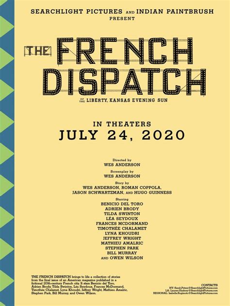 Wes Anderson's 'The French Dispatch' Release Date And Official Cast Revealed (Plus, It Has A ...