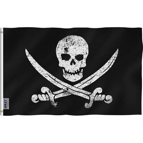 Fly Breeze 3x5 Foot Jack Rackham Pirate Flag Jolly Roger Polyester flag - Anley Flags