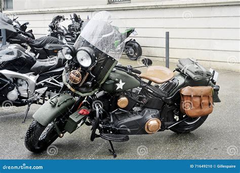 A Motorcycle in the Style Army Stationed Editorial Image - Image of ...