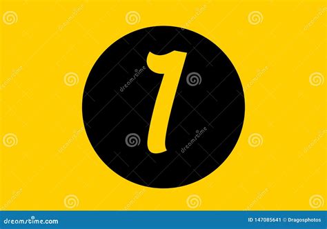 Yellow Number 1 Logo Icon Design with Black Circle Stock Illustration ...