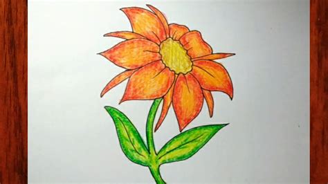 How to draw a flower easy with Crayons/Flower Drawing with Crayons ...