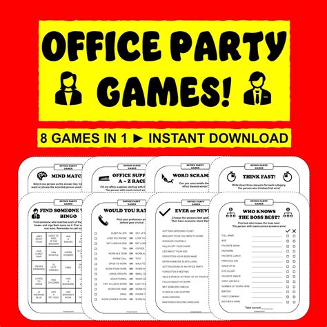 Office Party Games Work Party Games Bundle Party Starters Fun Icebreakers Printable Corporate ...