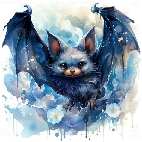 cute bat portrait Halloween illustration artwork scary horror isolated tattoo creepy fantasy ...