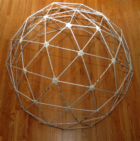 how to build a 3-frequency geodesic dome out of newspaper